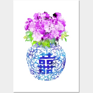 Blue and white china vase Posters and Art